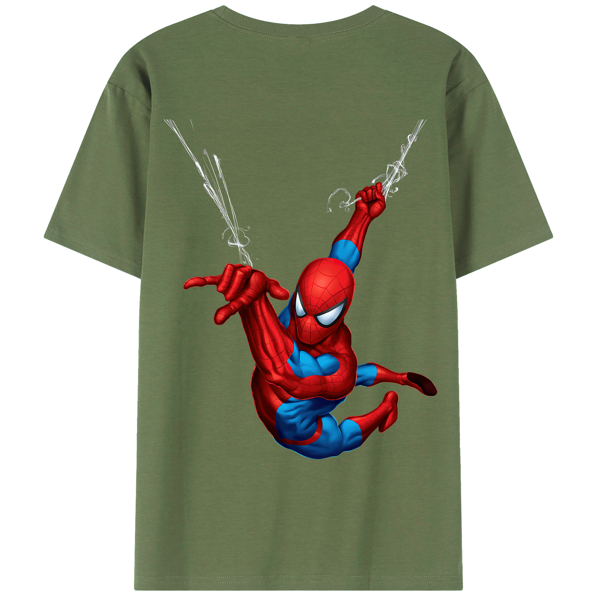 （画像用） Spider Man スパイダーマン 綿100％ メンズ半袖Tシャツ（バックプリント） 通気性